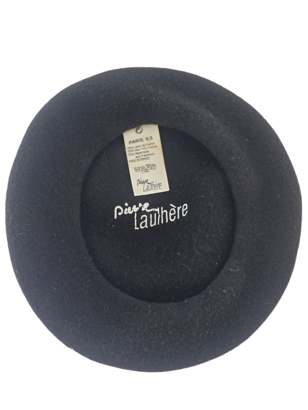 Vintage Pierre Lauthère Paris Black Wool Beret Hat Made in France Size 9.5 - Picture 3 of 5